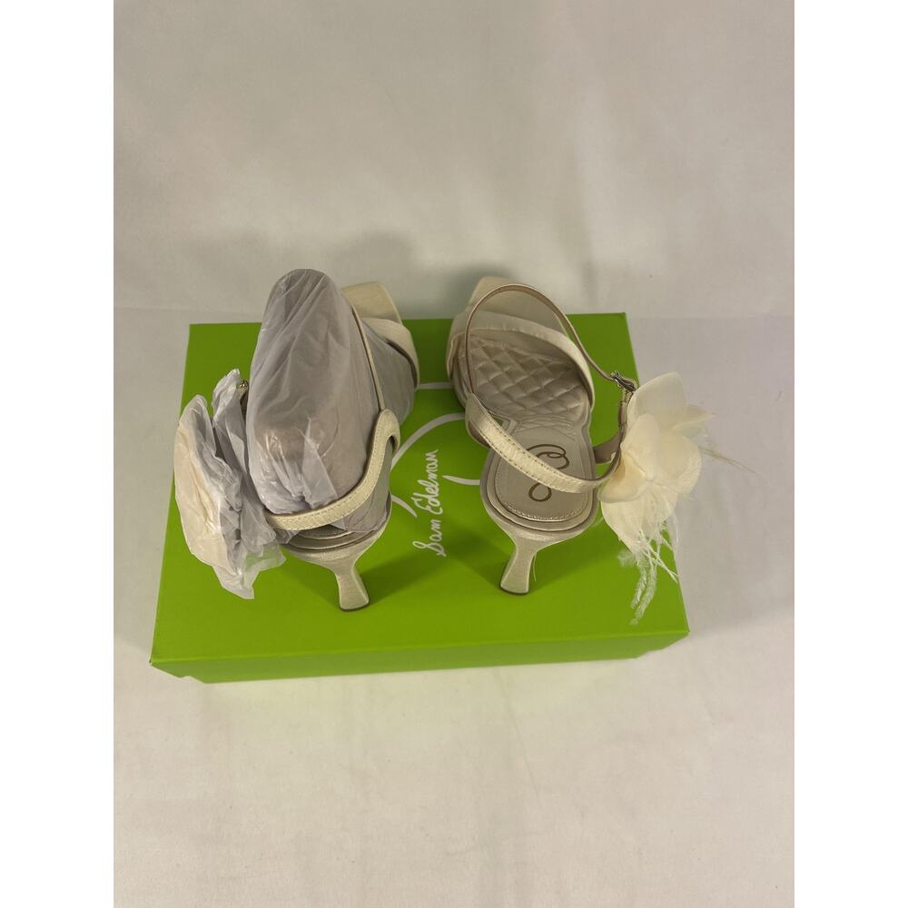 Sam Edelman Leana Pearl Shoes Women's Size 9.5 Ivory Silk Floral Heels Bridal - Picture 6 of 9